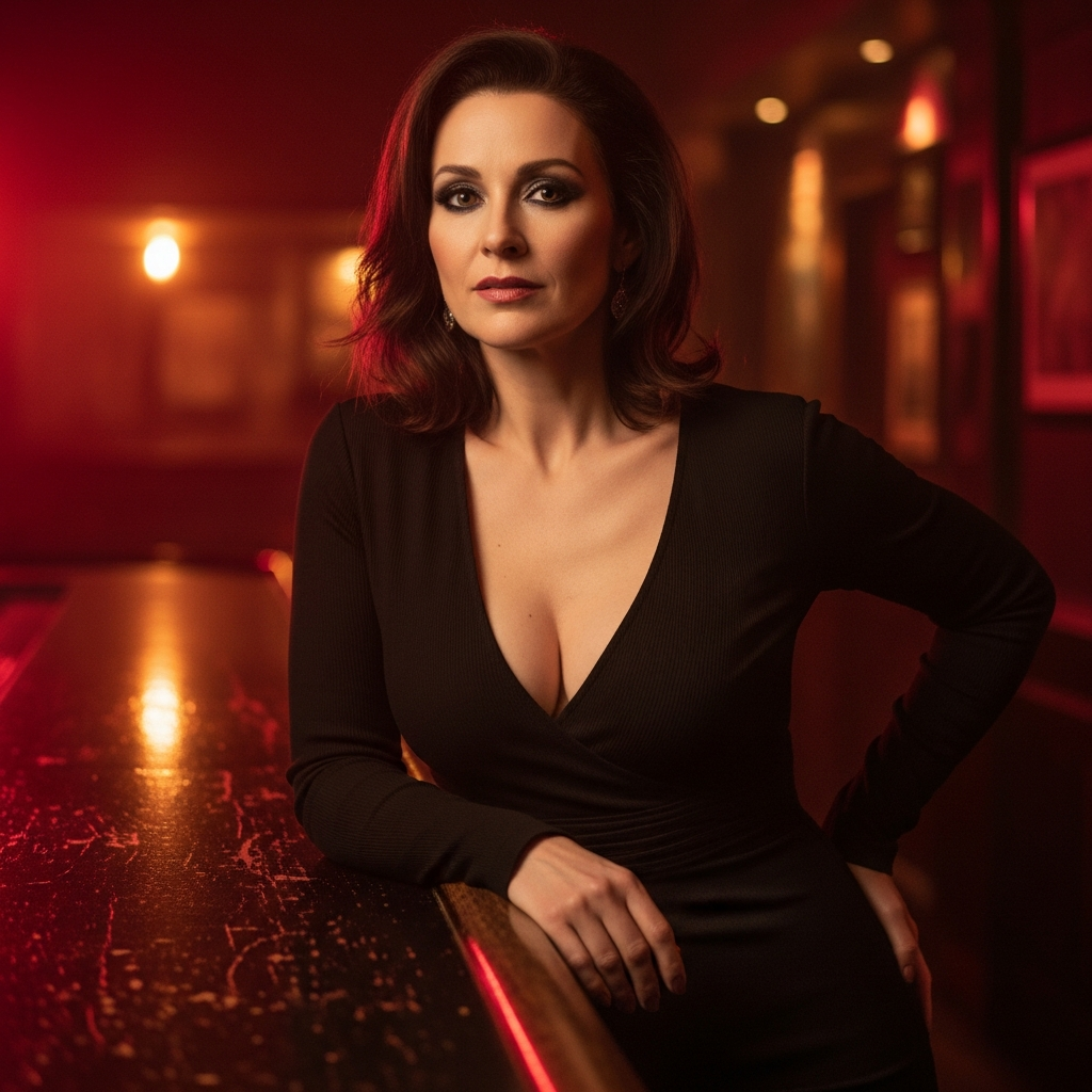 Femme mature séduisante dans un bar